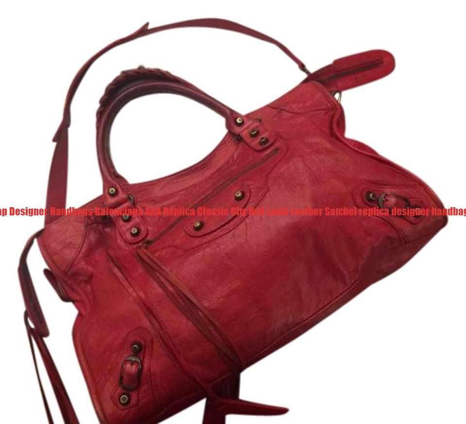 Cheap Designer Handbags Balenciaga AAA Replica Classic City Red Lamb Leather Satchel replica ...